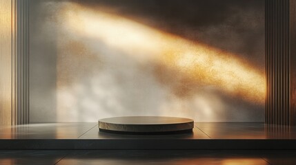 Fototapete - Elegant background featuring a pedestal and a display case 3D illustration and rendering