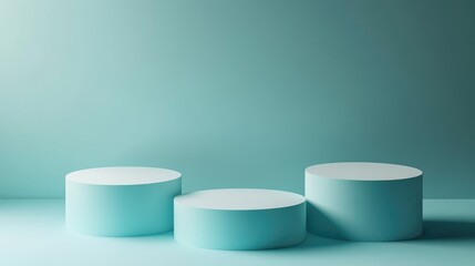 Poster - Empty cylindrical podium on a simple background Abstract minimal setting featuring geometric shapes Design suitable for product display 3D rendering