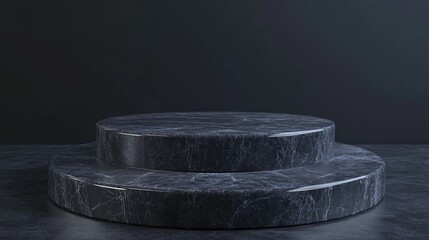 Leinwandbilder - 3D rendering of a dark marble podium