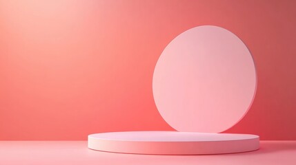 Fototapete - 3D abstract rendering of a pink platform designed for product display featuring an empty podium suitable for an awards ceremony intended for showcasing and promoting various products against a pas