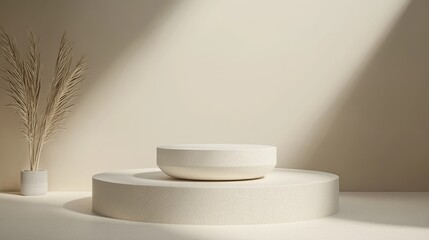 Fototapete - Round product stand display mockup in 3D render
