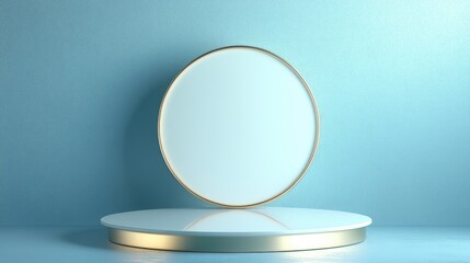 Poster - 3D podium or pedestal for showcasing cosmetic products Background for advertisements Blank space for product presentation rendered in 3D