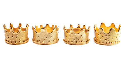 Wall Mural - Set of Four Elegant Golden Crowns Isolated on a Transparent Background Generative AI