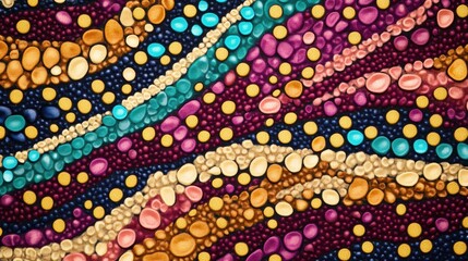 Poster - An intricate arrangement of various beans, lentils, and seeds displays a colorful abstract design that captivates with its rich details. Generative AI
