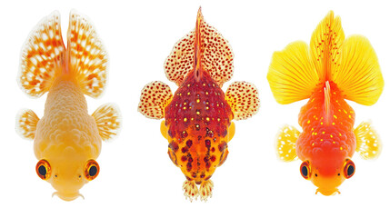 Poster - Colorful Variety of Goldfish Displayed on a Transparent Background Generative AI