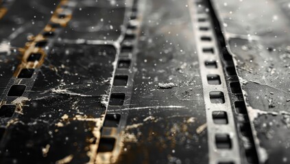Poster - Close-up of Dusty and Worn 35mm Film Strips