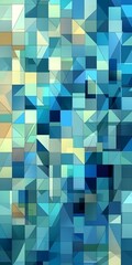 Poster - An abstract pattern of geometric shapes in various shades of blue and turquoise, creating a visually intriguing and dynamic composition with cool tones.