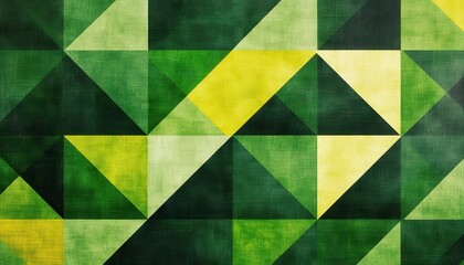 Poster - Abstract Green and Yellow Geometric Pattern with a Grid Texture
