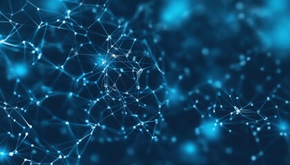 Poster - Abstract Blue Network with Glowing Nodes and Lines