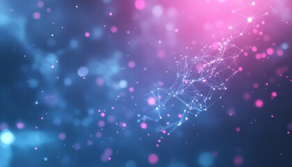 Aufkleber - Abstract Network with Pink and Blue Bokeh Lights