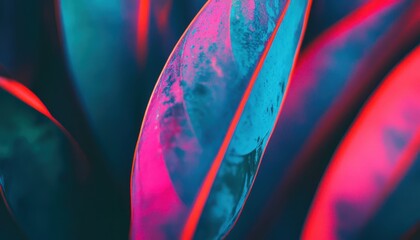 Poster - Vibrant Blue and Pink Leaf Close-up