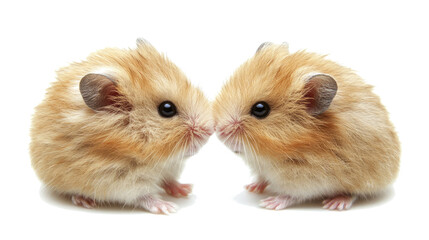 Poster - Two Adorable Hamsters Facing Each Other on a White Background Generative AI