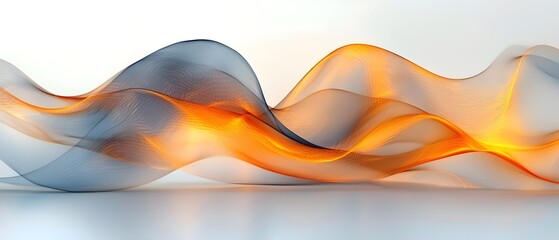 Poster - Abstract wavy lines in orange and gray flowing gracefully across a soft background, creating a sense of movement and elegance.