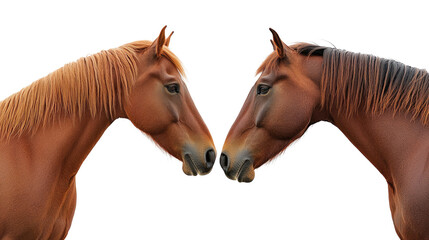 Poster - Two Brown Horses Facing Each Other With Beautiful Flowing Manes Generative AI
