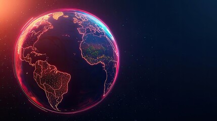 Poster - Glowing globe with vibrant lines, dark space background, representing global connectivity.