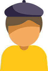 Wall Mural - Cartoon avatar icon of an artist wearing a yellow shirt and a beret