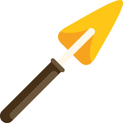 Poster - simple flat vector illustration of a triangular trowel with a wooden handle for construction and pla