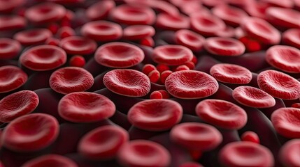 Aufkleber - Close-up view of human blood cells, detailed and rich in color.