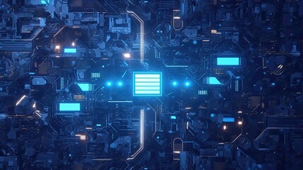 Poster - Futuristic Technological Interface with Illuminated Components