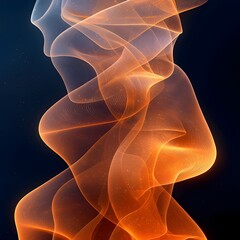 Poster - An abstract display of swirling orange and white waves of smoke, creating a fluid and dynamic composition against a dark background, exuding a sense of movement and energy.