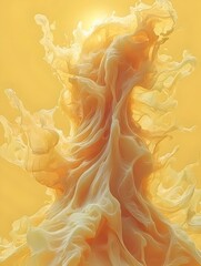 Poster - An abstract representation of orange and yellow swirling liquid, resembling ethereal waves flowing upward, creating a sense of movement and dynamism.