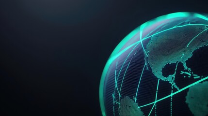 Aufkleber - Digital globe with network lines against dark background