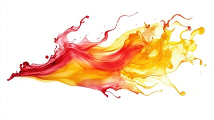 Poster - Vibrant Red and Yellow Flowing Liquid Artwork
