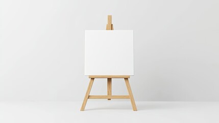 Poster - Blank Canvas on Wooden Easel in Minimalist Setup