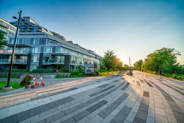 Fototapete - The beautiful landscape along Calgary waterfront at sunset