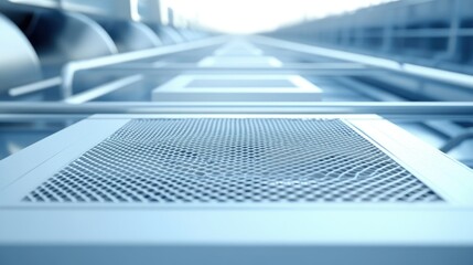 Poster - Industrial Equipment with Mesh Cover in Blue Tones