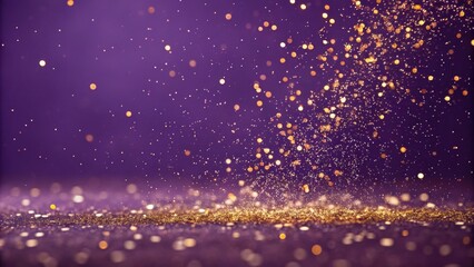 Wall Mural - Purple abstract background with golden particles, horizontal composition , purple, abstract, background, golden