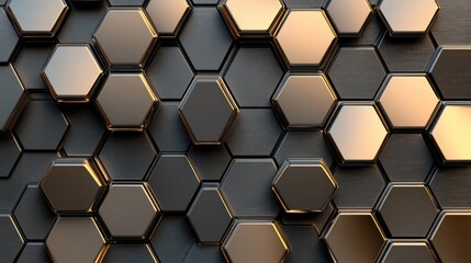 Poster - Hexagonal metallic pattern backdrop