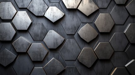 Poster - Hexagonal metallic pattern backdrop
