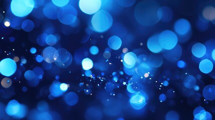 Poster - Experience an enchanting abstract bokeh background featuring rich royal blue particles