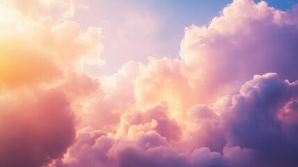 Poster - Stunning sky view featuring clouds during sunrise with a blend of colors Partly cloudy backdrop showcasing vibrant natural textures
