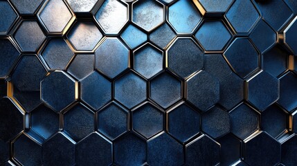 Poster - Hexagonal metallic pattern backdrop