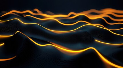 Aufkleber - A clean, modern abstract design with yellow neon lines ascending in 3D space, set against a dark digital wallpaper for a powerful visual impact