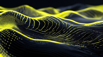 Aufkleber - A clean, modern abstract design with yellow neon lines ascending in 3D space, set against a dark digital wallpaper for a powerful visual impact
