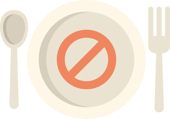 Poster - This vector illustration shows the concept of intermittent fasting with cutlery and an empty plate