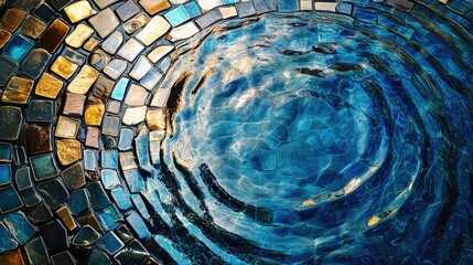 Poster - Mosaic pattern with water ripple effects