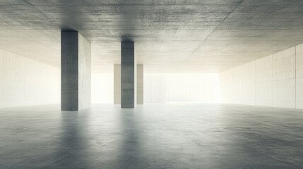 Poster - Abstract modern architecture backdrop featuring an expansive vacant interior space in a 3D rendering