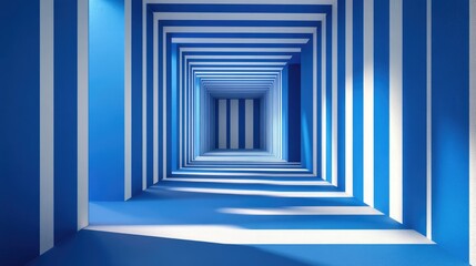 Poster - 3D abstract backdrop featuring blue stripes