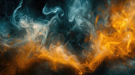 Poster - Vibrant smoke swirls in abstract chaos A digital fractal design ideal for creative projects Rich colors against a dark backdrop for striking visual appeal