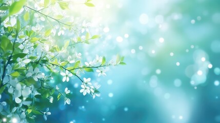 Poster - Soft Blue Spring Light Blur Background
