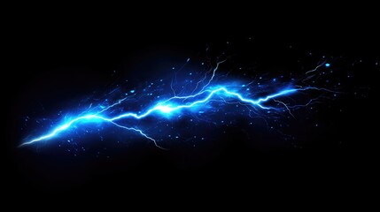 Poster - Vivid blue lightning bolt striking against a dark backdrop showcasing an electrifying visual effect