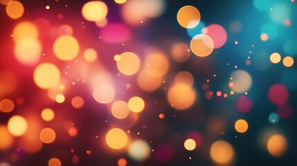 Aufkleber - Vibrant bokeh background with soft blurred lights in a colorful display