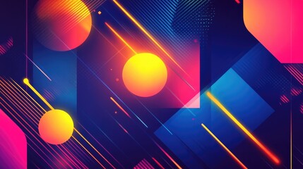 Poster - Vibrant abstract background featuring illuminated lines rectangles and circular shapes