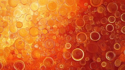 Poster - Vibrant orange backdrop featuring shimmering circles and a glossy finish An stunning illustration