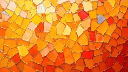 Poster - Vibrant abstract mosaic background in shades of orange featuring a glossy finish A stunning illustration