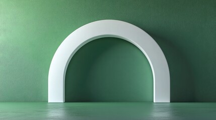 Poster - white arch set against a green backdrop creating a scene ideal for showcasing products 3d illustrati